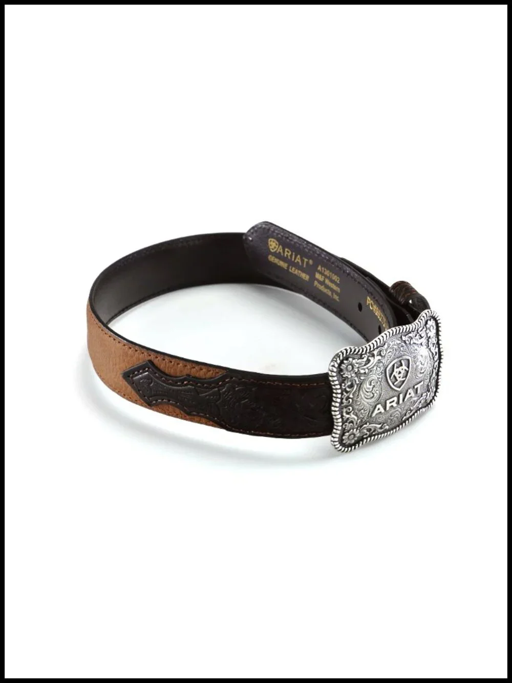 Boys Western Leather Belt with Removable Buckle Brown